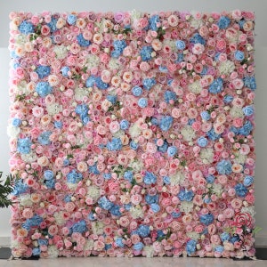 Silk Flower Wall Backdrop Hanging Rolling Up Flower Wall Outdoor Wedding Arrangement Party Event Decor Fabic Cloth Floral Wall Design