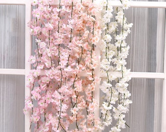 180cm/70.8" Cherry Wisteria Garland Hanging Flowers For Outdoor Wedding Ceremony Decor Silk Wisteria Vine Wedding Arch Floral Decoration