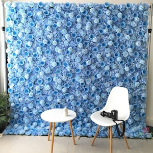 Blue Flower Wall Backdrop Wedding Arrangements Floral Wall Panel Bridal Shower Decor Artificial Hydrangea Wall Salon Party Photography Decor