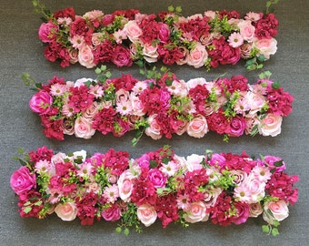 20cm*50cm Rose Red Artificial Hydrangea Arch Table Flower Row for Wedding Party Road Lead Flower Decoration