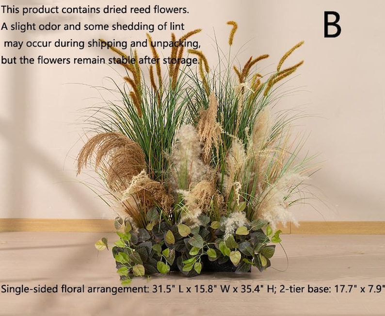 Artificial Pampas Grass Arrangement: Fall Hydrangea & Mums Centerpiece ...