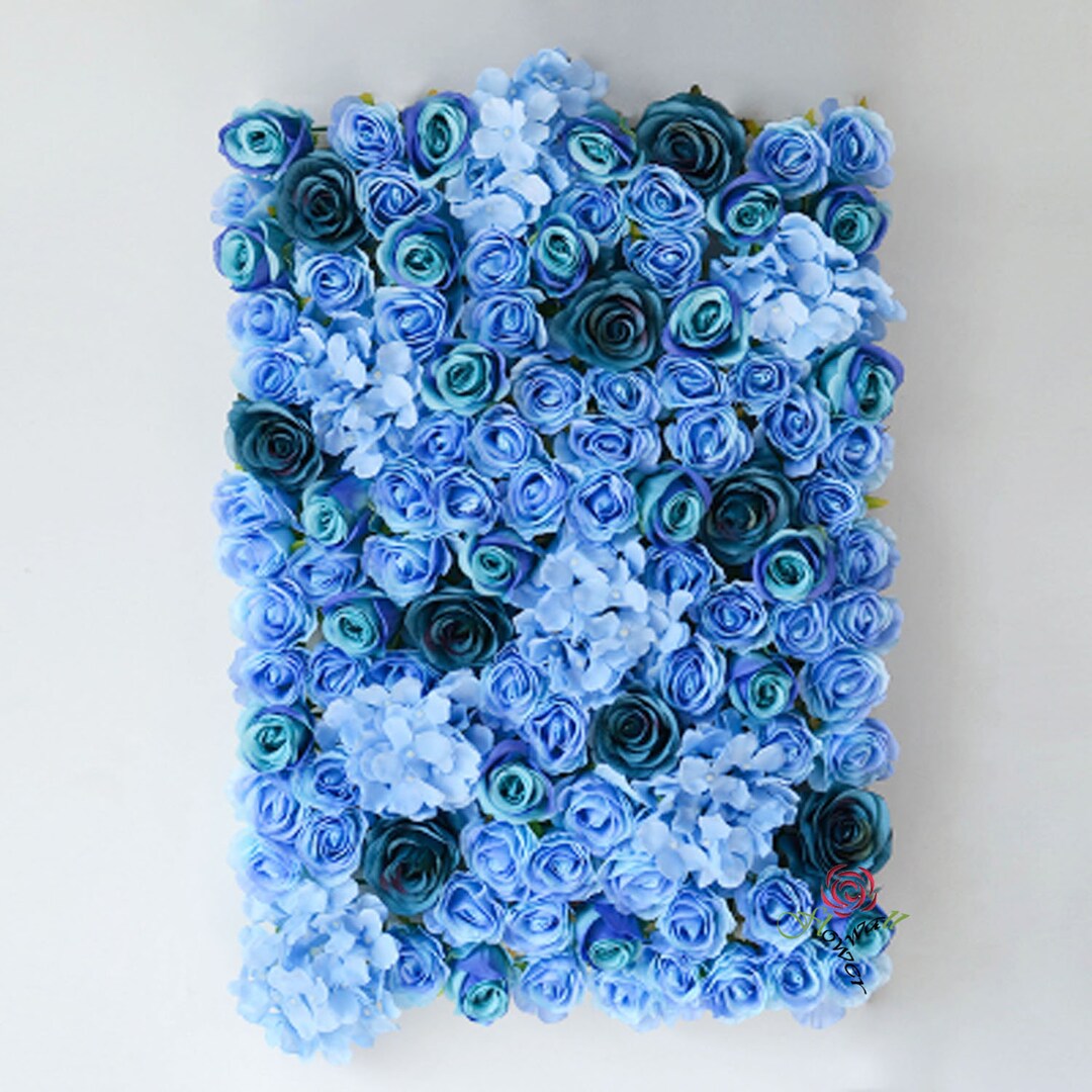 Blue Wedding Flower Wall Panel Backdrop for Wedding Arrangement Fake