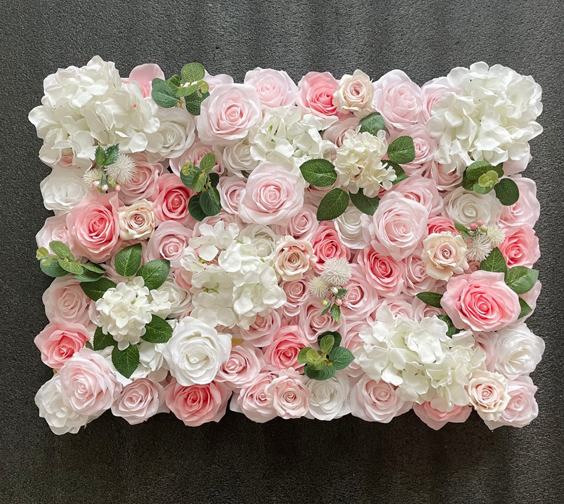 Custom 3D Pink Artificial Flower Wall Panel Background Wedding Etsy