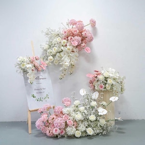 Blush Pink Wedding Pre-function Area Flowers - Artificial Flower Decorations for Ceremony Entrance, Welcome Signs and Aisle Corners