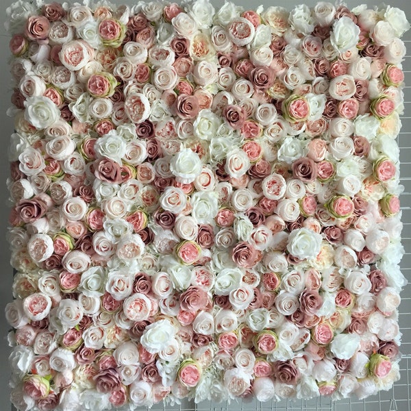 Wedding Flower Wall Panel: Blush & White Rose Backdrop (40x60cm)