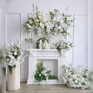 Elegant White Floral Wedding Decoration Set – Silk Flower Arrangement for Ceremony, Backdrop, or Event Decor