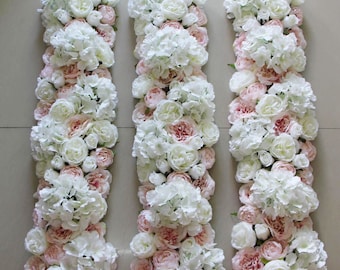 Artificial Hydrangea Rose Flower Row: Wedding Table Arch Decor