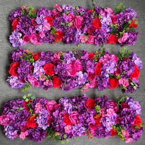 Wedding Flower Arch Purple Artificial Floral Arch Runner Table Flower Row for Wedding Arrangements Party Road Lead Flower Decor