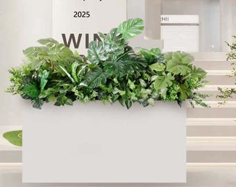Faux Tropical Greenery Arrangement: Reception Desk Decor, 55" Wide