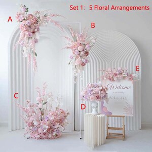 Blush Pink Wedding Floral Arch Set: Silk Flower Ceremony Decor Set 1