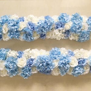 20cm*50cm Artificial Hydrangea Blue Silk Rose Arch Table Flower Row for Wedding Party Road Lead Flower Decoration