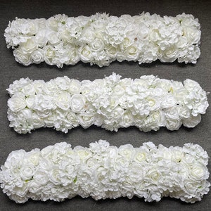 20cm*50cm Weiße Rosen Pfingstrosen Hortensie Bogen Tisch Blumenreihe zur Hochzeit Party Road Blei Blumen Dekoration