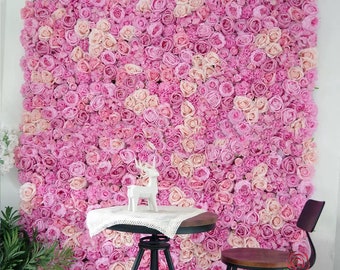 Artificial Rose Pink Flower Wall Panel For Wedding Party Decor Arrangements Floral Wall Backdrop Event Baby Bridal Shower Photography