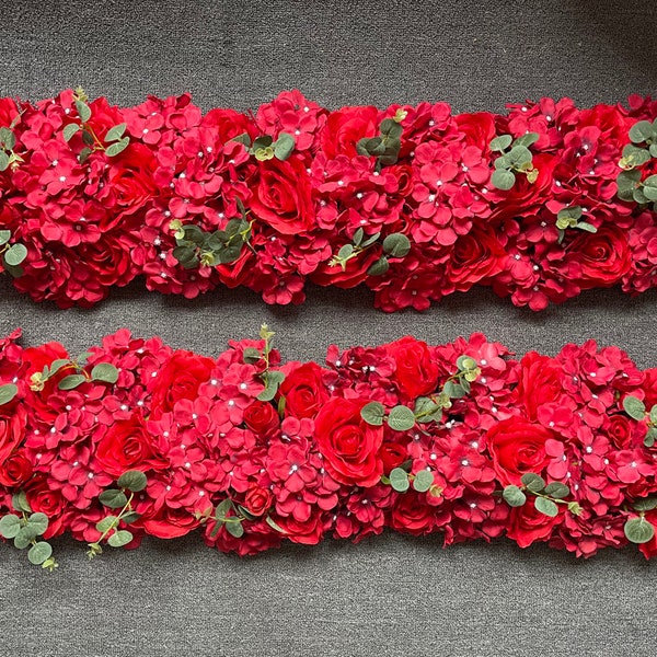 Red Artificial Rose Floral Arch Hydrangea Arch Table Flower Row for Wedding Party Road Lead Flower Decoration 20cm*50cm
