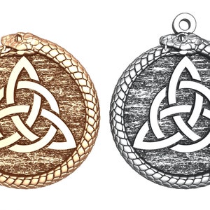 Ouroboros Snake pendentif - Ouroboros avec triquetra - stl design bijoux - fichier à télécharger - pour bijoutiers