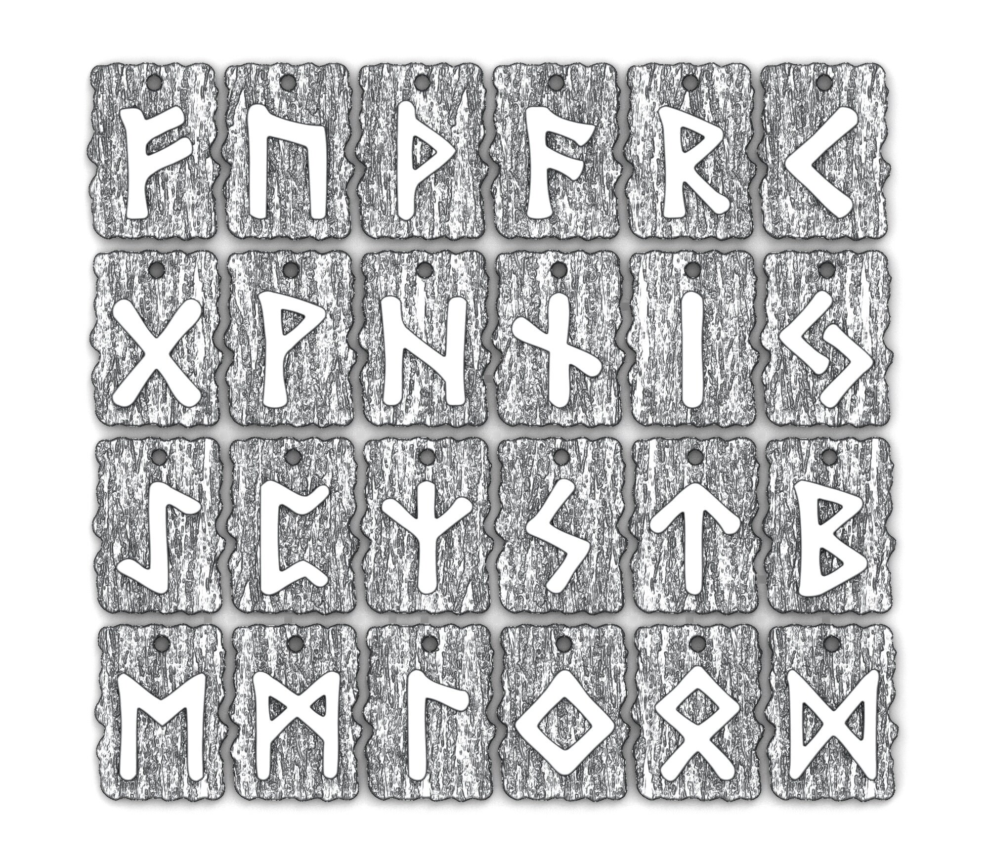 Сollection of 24 Runes, 3D Files for Making Pendants From Metal or Wood ...