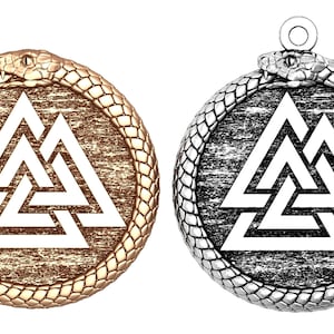 Ouroboros Schlange Anhänger - Ouroboros mit Valknut - Stl Design Schmuck - Datei Download - für Schmuck