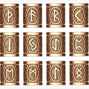 Sammlung von 24 Perlen mit Runen - 3D Stl-Datei - Viking perlen - Perlen für Bart - Perlen für Armband - Perlen für Spitze - Runen 3D Druck