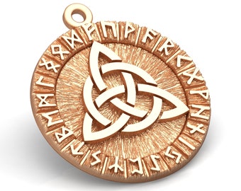 Pendant runic circle with triquetra - stl jewelry design - download file - for jewelers - 3d model - stl file