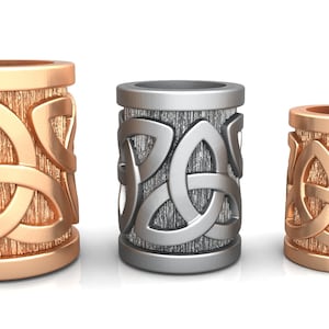 Trinity beads - 3d stl file - viking beads - beads for beard - beads for bracelet - beads for lace - Triquetra  Beads for Bracelet