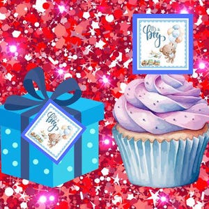 Blue Baby Shower Cake Topper, It’s a Boy Printable Cupcake Toppers, Oh Baby Digital Download,  Baby Shower Printable, DIY Cupcake Toppers