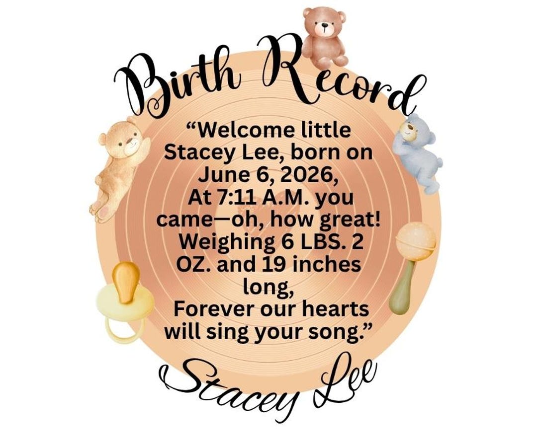 Welcome Baby Stat Rhyme Printable, Digital Vinyl Birth Record ...