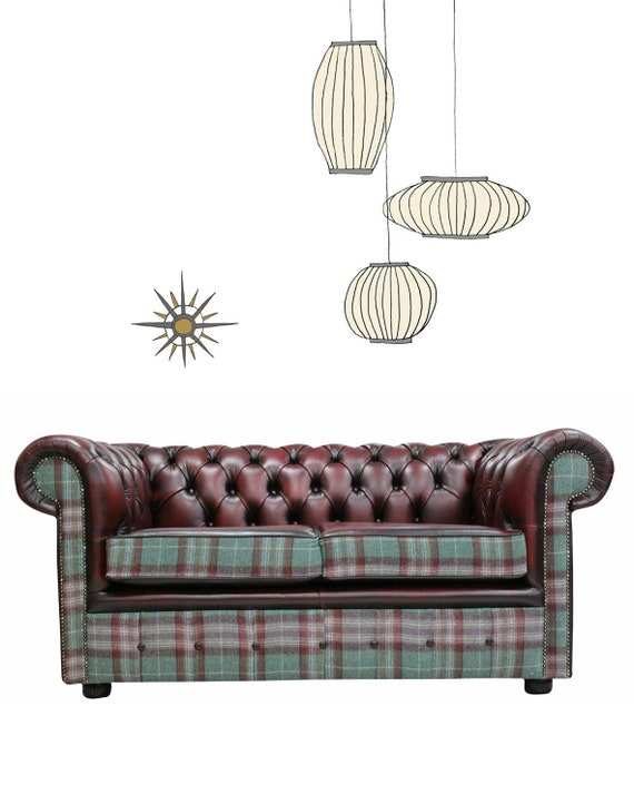 Mod Chesterfield Antique Oxblood Leather Tartan Jade Fabric Mod Chesterfield Antique Oxblood, How Much Does It Cost To Recover A Chesterfield Sofa