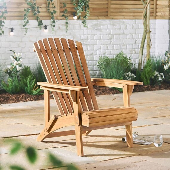 Mid Century Bohemian Ergonomic Wooden Garden Patio Chair Etsy