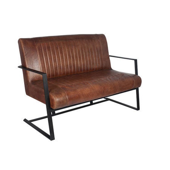 Industrial Brown Leather Sofa American Vintage Retro Style Denmark Industrial Brown Leather Sofa American, Industrial Style Leather Sofa