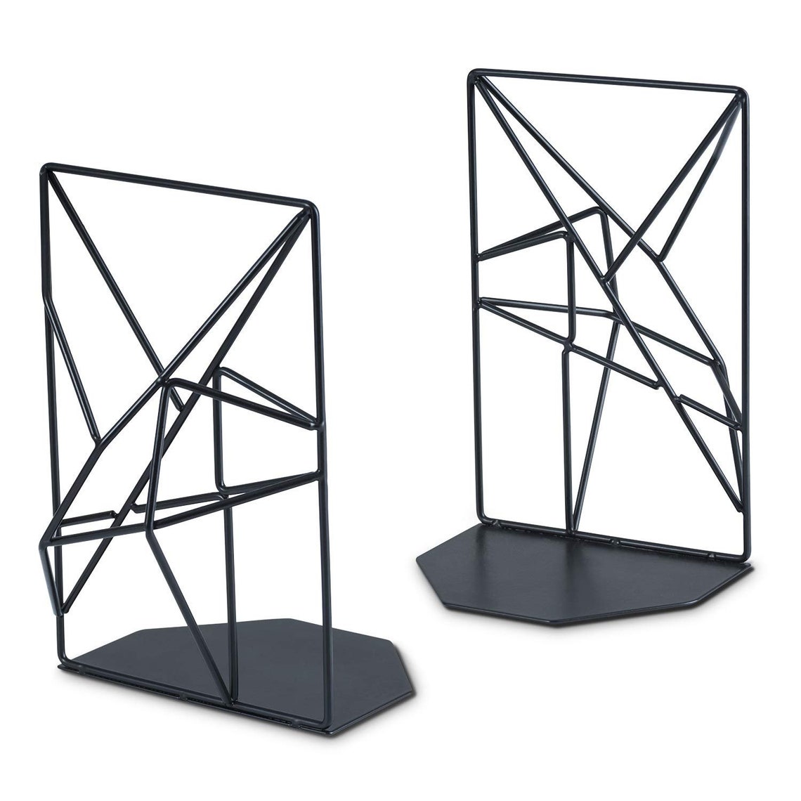 Unique Geometric Book Ends. Heavy Duty Black Metal Bookends Etsy