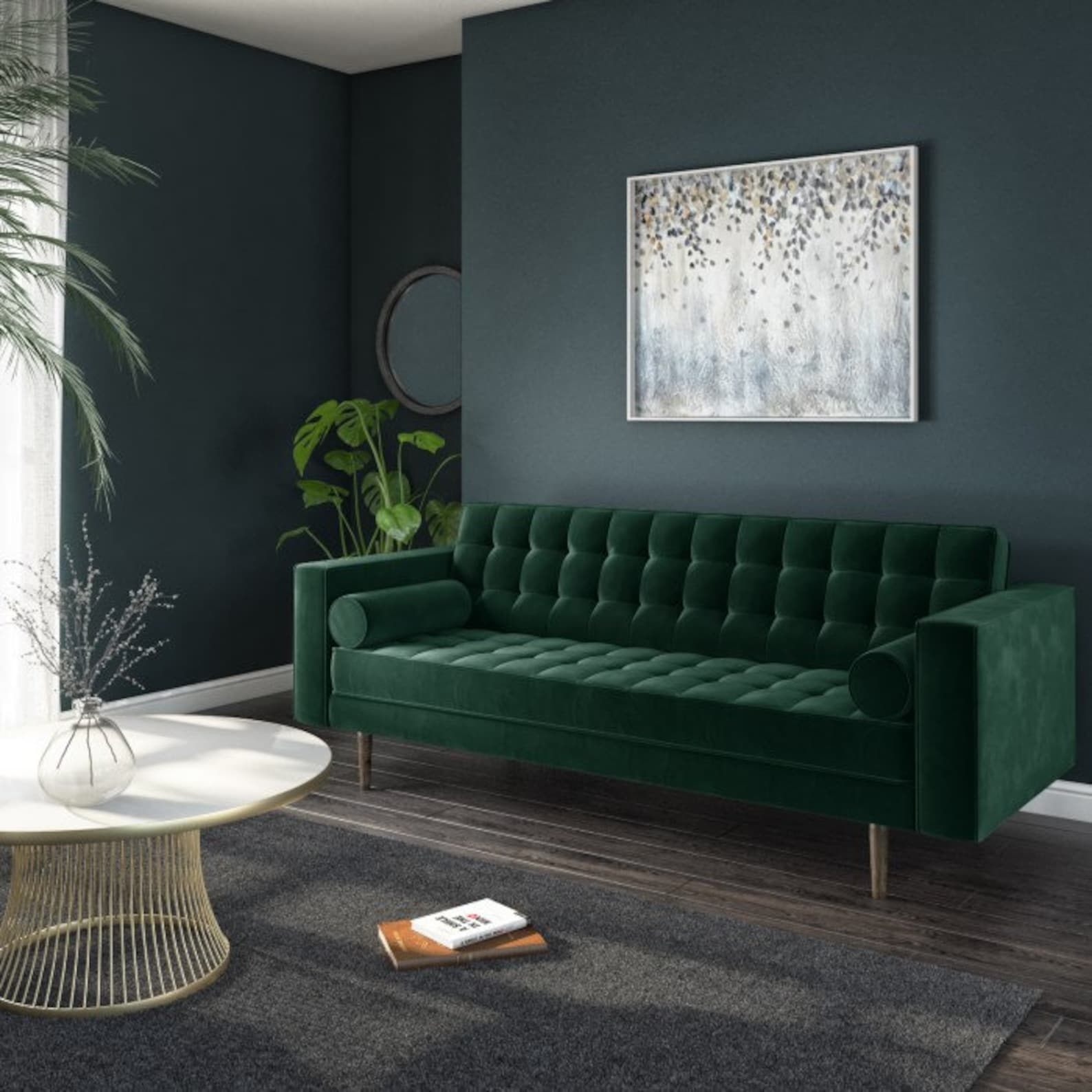 Dark Green Velvet Sofa