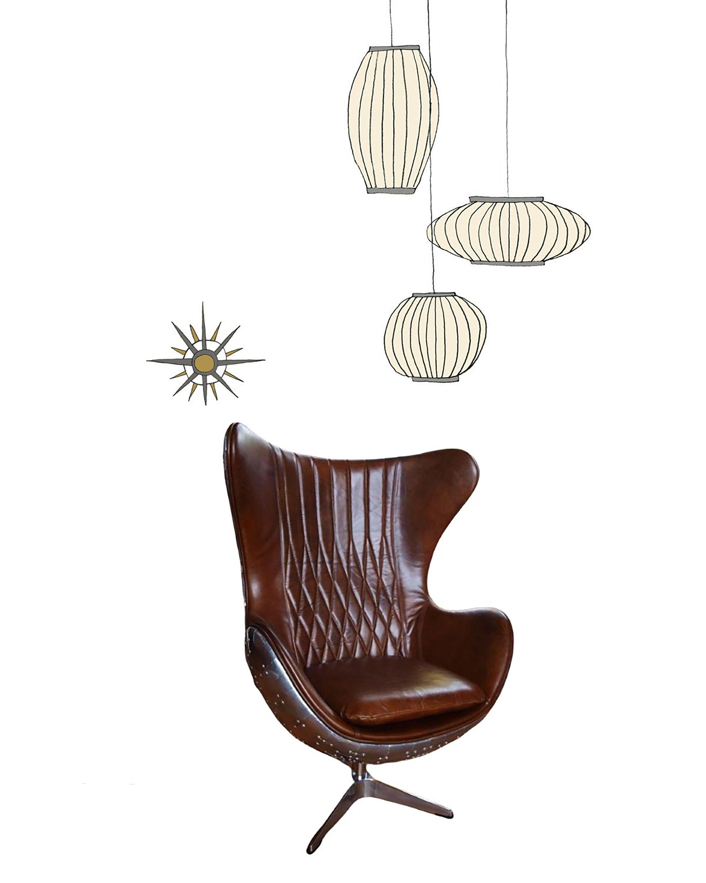 egg shell chairs for sale on Aviator Tomcat Egg Armchair Vintage Brown Leather Art Deco Etsy