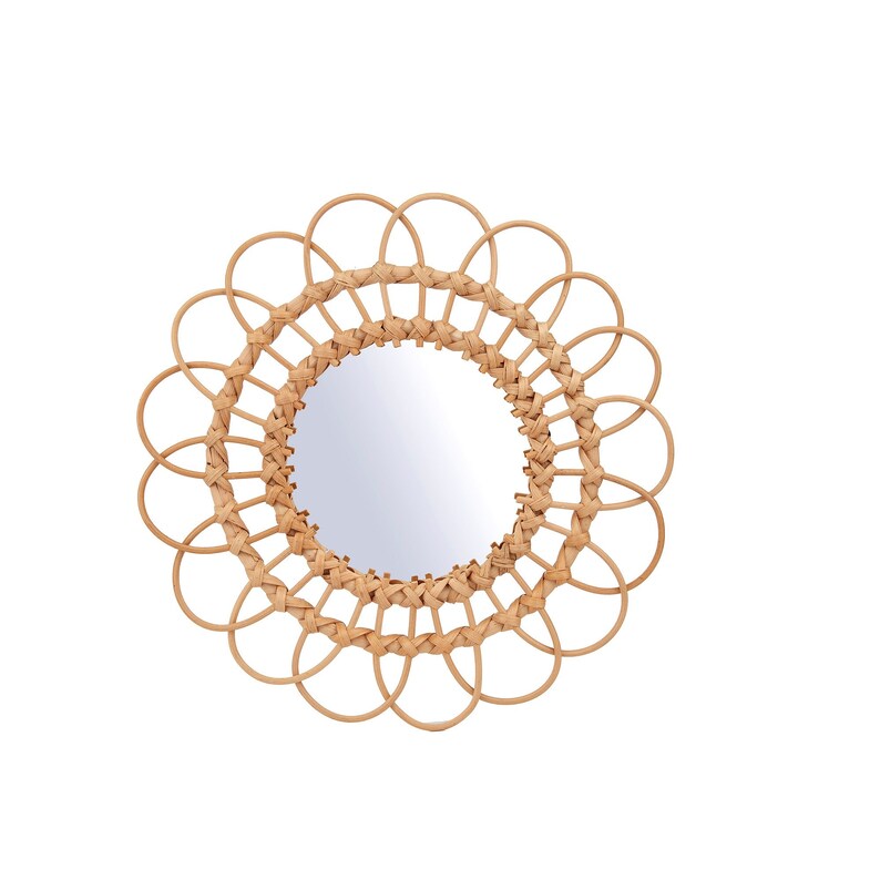 Mid Century Wicker Willow Rattan Round Flower Petal Wall Mid Century Wicker Willow Rattan Round