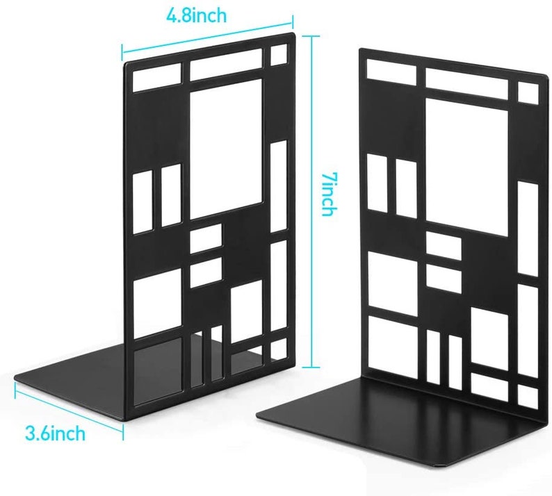 Unique Geometric Book Ends. Heavy Duty Black Metal Bookends Etsy
