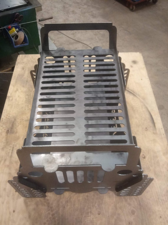 Jeep Fire Pit And Grill 11 Gauge Steel Heavy Duty Take Apart Etsy