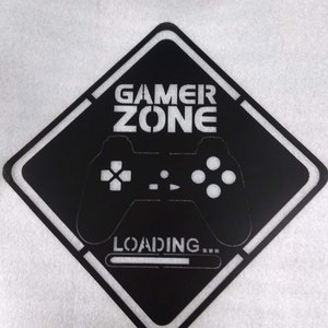 Gamer Zone wall hanging sign.  20 gauge painted black.  Very cool.  Great for your Kids or even Husband Approx 20 inches
