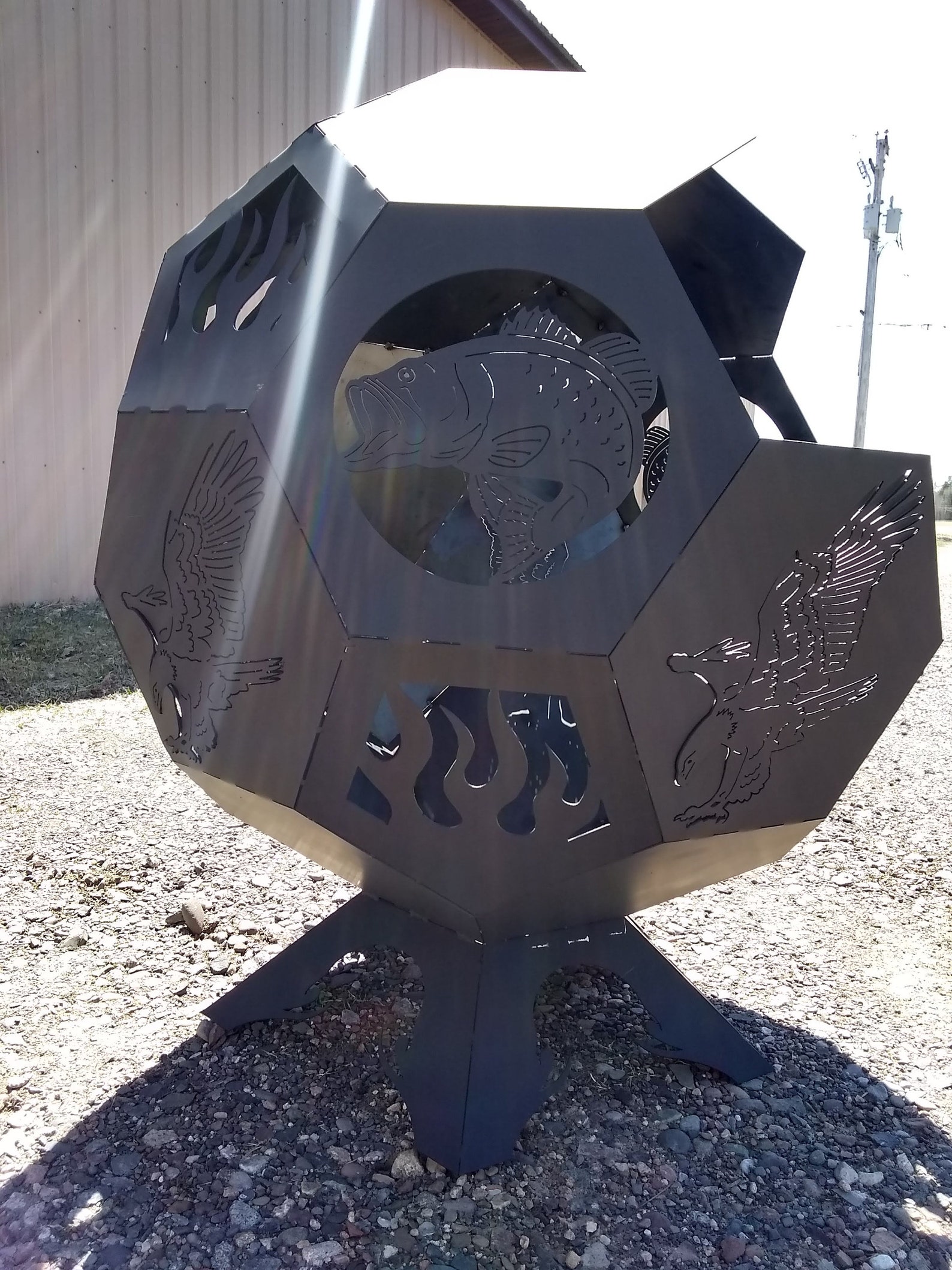 36 Inch Diameter Hexagonal Fire Pit Painted High Temp Black Etsy