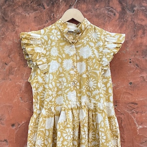 Floral Hand Block Print Summer Long Indian Cotton Women&#39;s Dress, Handmade Customizable Dress for Women, Gift for Her, Style - 16, DH-203