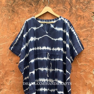 Cotton Tie dye Indigo Kaftan, Summer Tie Dye Printed Kaftan, Cocktail Party Kaftan, Maxi Dresses For Women, Beach Wear, casual wear, TDCK-11