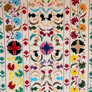 Handmade Uzbek Suzani Twin Size Bed Cover, Indian Cotton Hand Embroidered Bedding Throw, Wall Hanging, Decorative Wall Tapestry, HSB-20