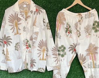 Cotton Pajama Set, Floral Indian Night Suit, Women's Sleepwear