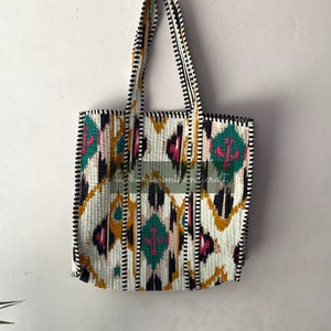 Ikat-Samt-Tragetaschen, handgefertigte Baumwoll-Umhängetaschen, Aufbewahrungstasche, große Einkaufstaschen, Handtaschen, Quilt-Reisetaschen,