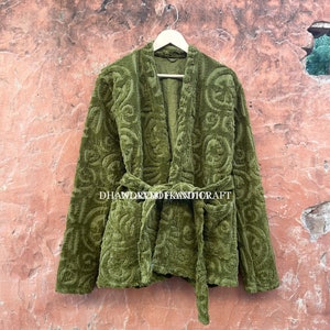 Winters Collection 2022 Unique Velvet Kantha Jackets , Cutwork Velvet Cotton Handmade Jacket , Gift , Summer Bohemian Style Coat , KVJ-8