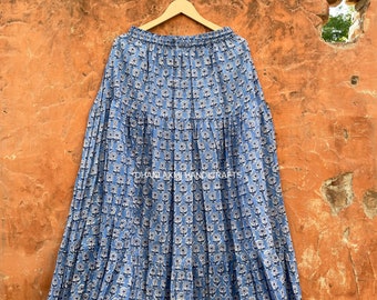 100% Cotton Fabric Long Skirt For Women&#39;s Clothing, Handmade Vintage Style Skirt Dress, Floral Print Summer Skirt, Boho Hippie Skirt, CSP-13