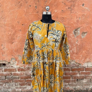 Customizable Women,s Indian Cotton Summer Maxi Dress , Jangle Block Print, Handmade Bohemian Outfit, Comfortable Garment ,Style -02/DH-170