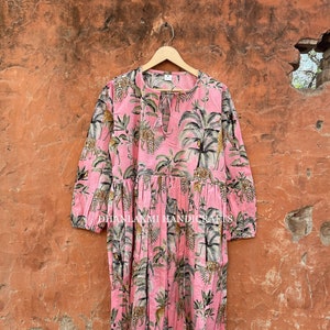 Dress For Women&#39;s, Hand Made Summer Cotton Jungle Printed Dresses, Beach Wear, Party Dress, Casual Maxi Style Dress,