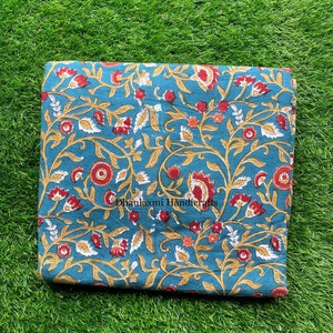 Hand-Block Print Fabric, Indian Cotton Fabric By Yard, For Summer Dress, Material Women&#39;s Dress, Robe, Caftan, Pyjama Set, Running Fabric,