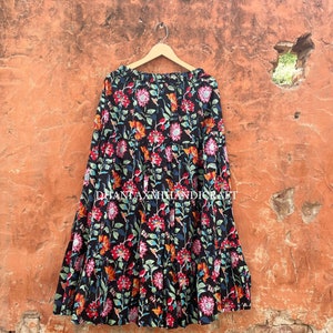 100% Cotton Long Skirts, Indian Handmade Summer Skirt, Festival Clothing, Beach Maxi Skirt, Bohemian Skirt, Women&#39;s Printed Skirt, CSP-53