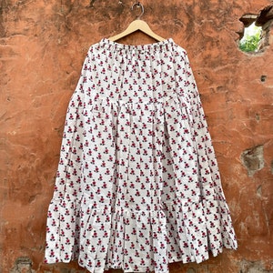 Indian Cotton Handmade Long Skirts, Block Printed Skirt Dress, Summer & Beach Wear Maxi Skirt, Bohemian Women&#39;s Skirt, casual wear, CSP-20.