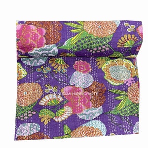 Indian 100% Cotton Quilts, Fruit Print Quilt, Queen Size Handmade Quilt, Blanket Bedding, Kantha Quilt Throw Blanket Bedspread, KQ-240